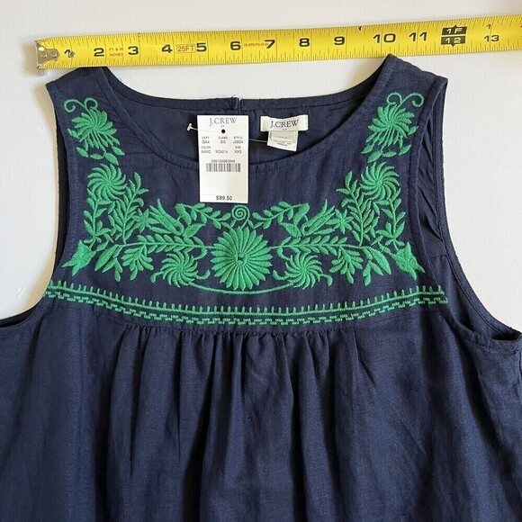 J. Crew factory Women’s  Embroidered Sleeveless Dress Navy Blue Size XXS - Picture 6 of 8